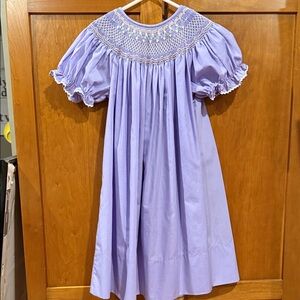 Lavender Smocked Girls Dress